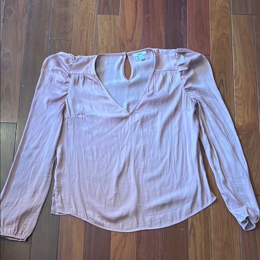 Bar III Pink Ruched Cut Out Long Sleeve Blouse